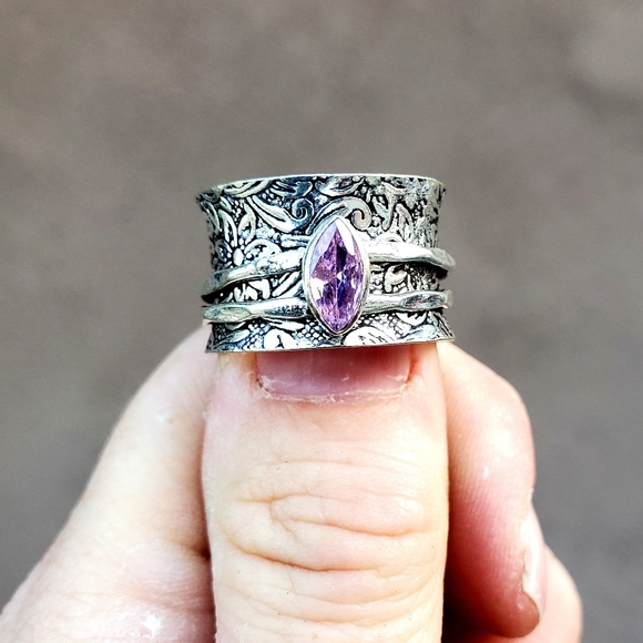 New Pink Topaz 925 Silver Spinner Meditation Ring. - Picture 13 of 13